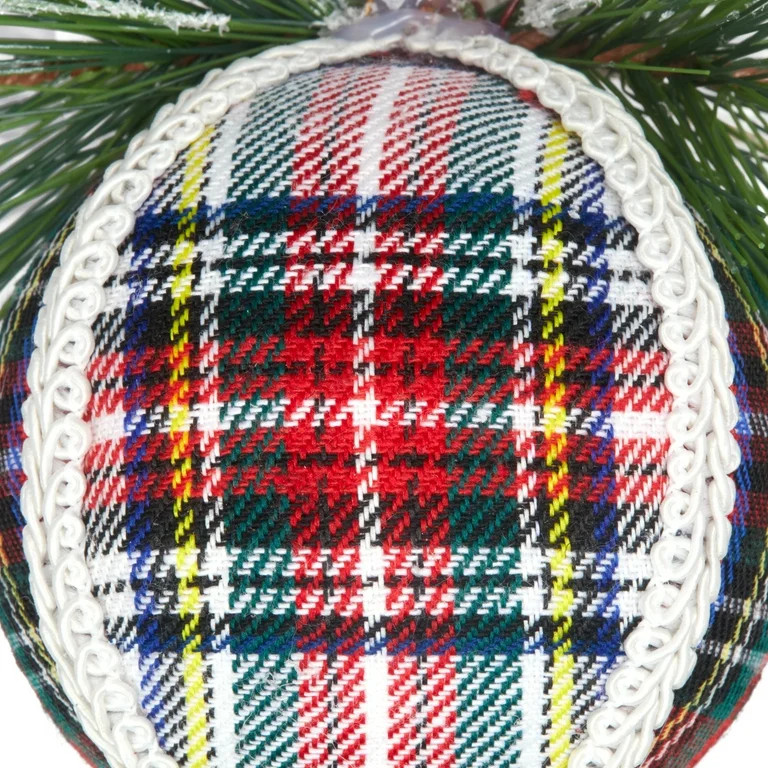 Red, White and Green Plaid Fabric Ball Ornaments, by Holiday Time | Walmart (US)