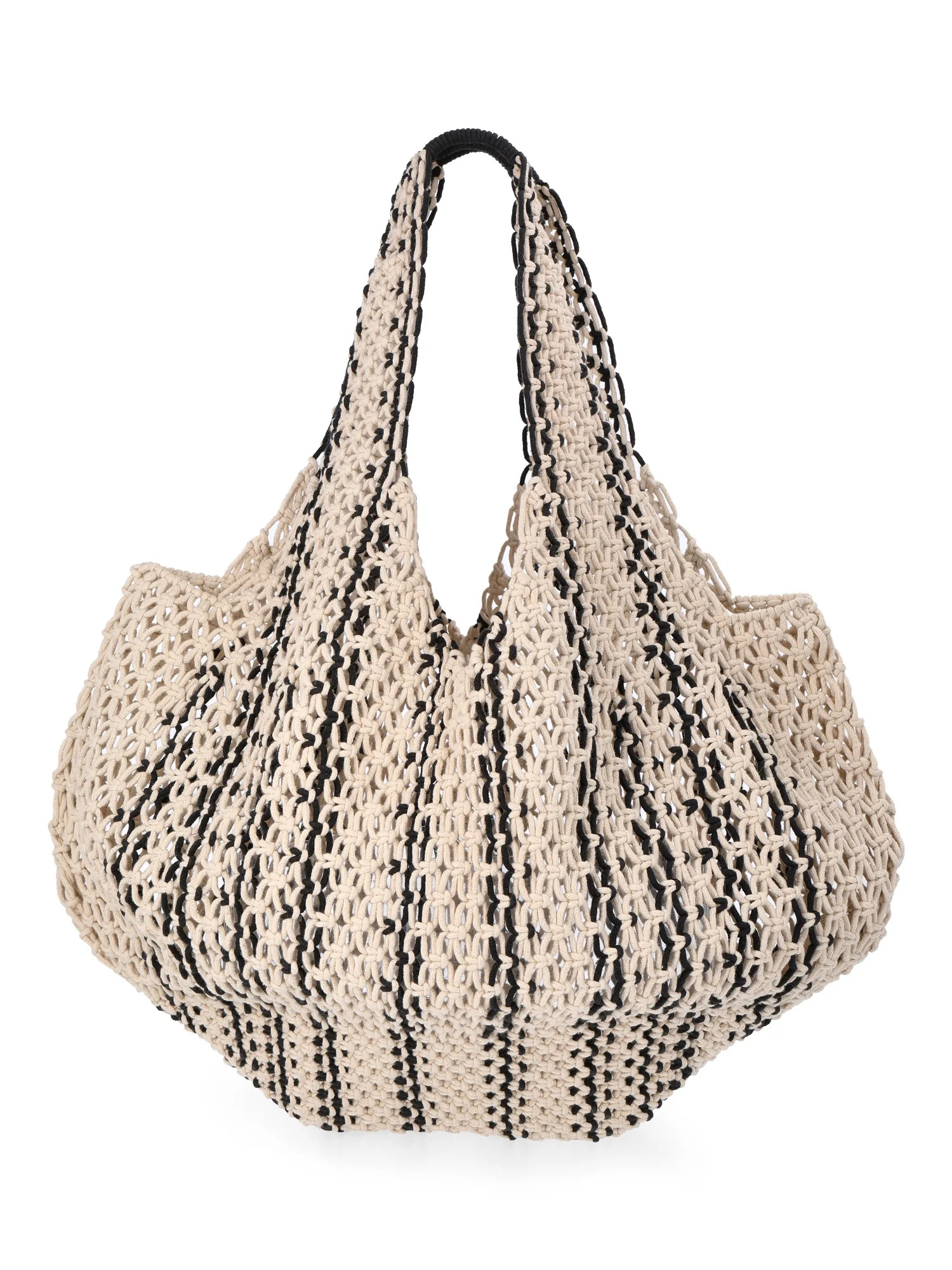 No Boundaries Women's Festival Crochet Striped Hobo Bag, Black Stripe | Walmart (US)