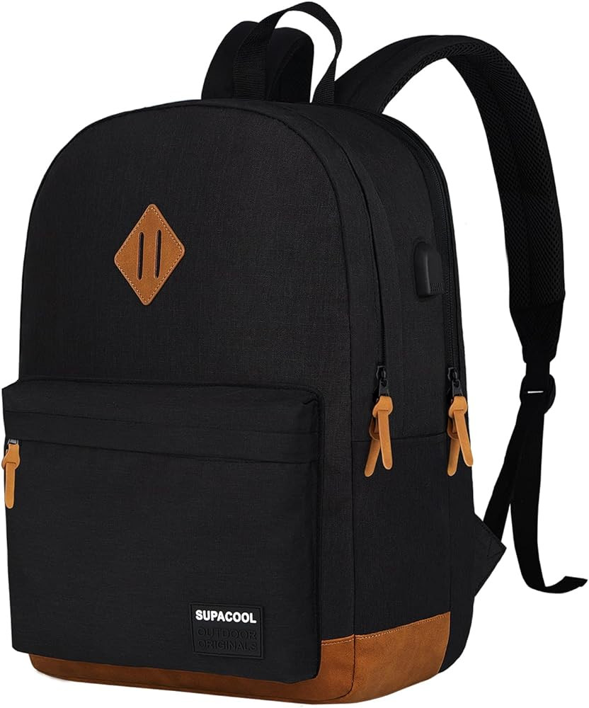 SUPACOOL Double Layers Lightweight Fashion Casual Anti-theft Laptop Backpack with USB Charging Po... | Amazon (US)