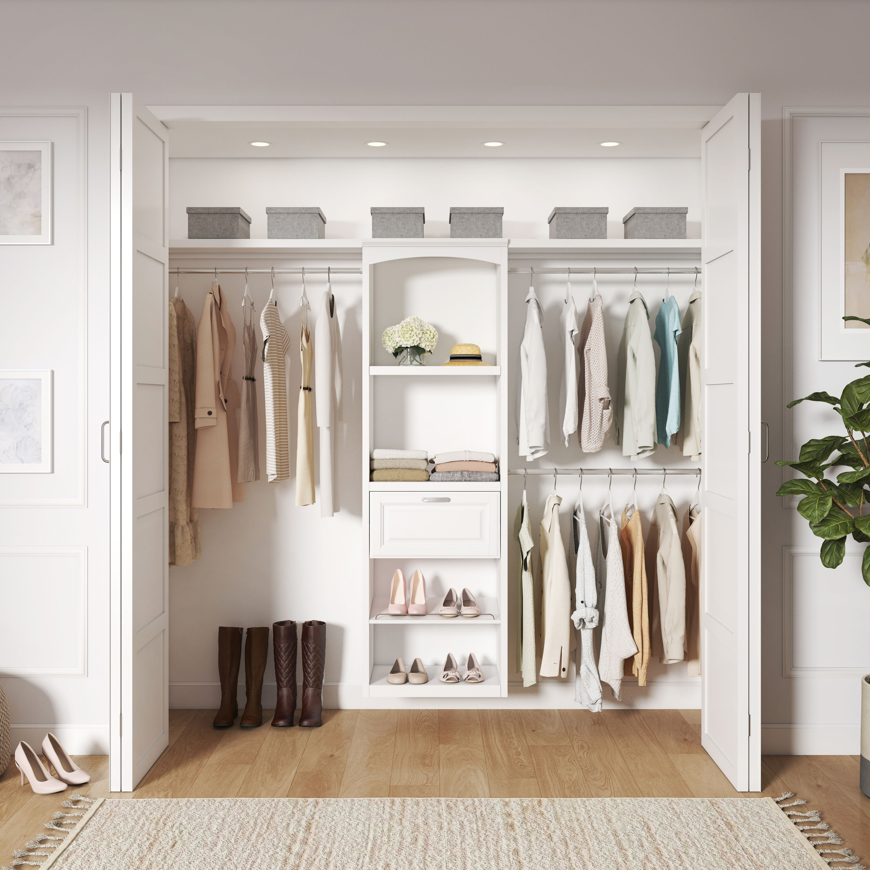 allen + roth Hartford Reach-in Tower system White Solid Shelving Wood Closet System one_size | LWSCSBW | Lowe's