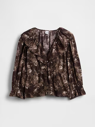 Ruffle Collar V-Neck Top | Gap (US)