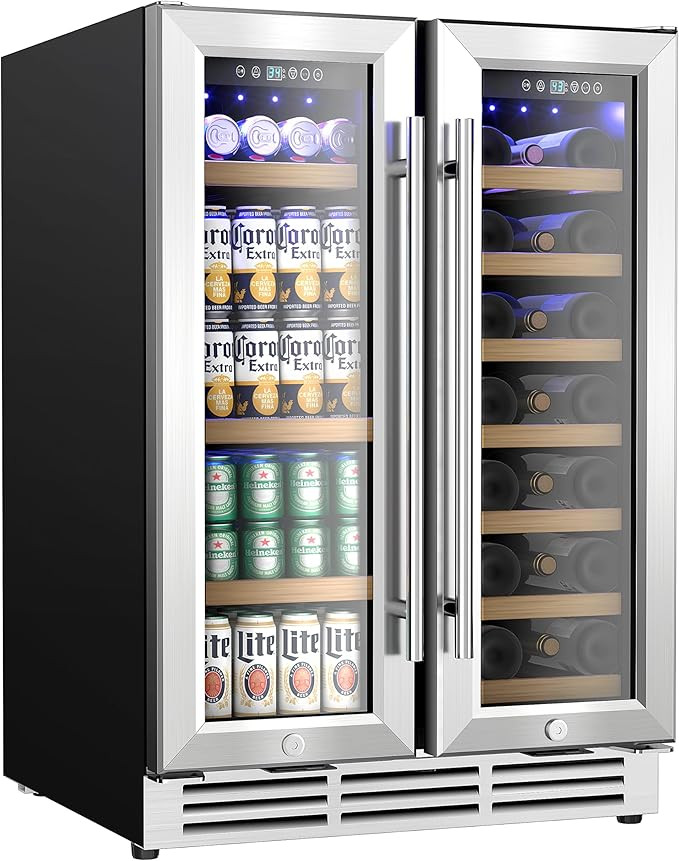 EUHOMY Wine and Beverage Refrigerator, 24 Inch Dual Zone Wine Cooler with Glass Door Hold 21 Bott... | Amazon (US)