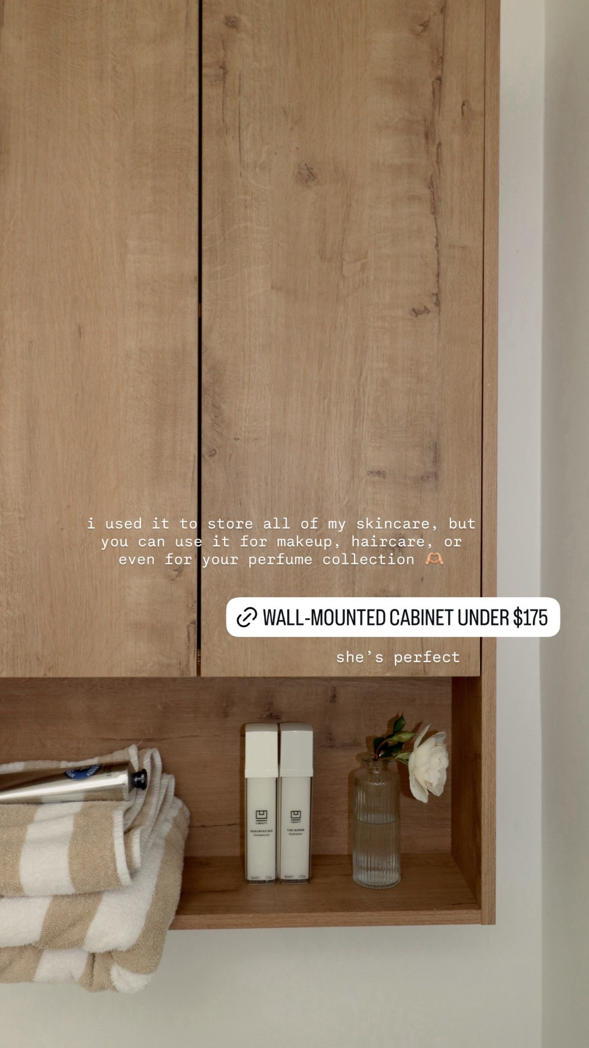 home organization find 

loving this wall-mounted cabinet to store all of my skincare. On major sale! Linked some other aesthetic storage options / shelving. It was between this and chrome shelving.. linked both! 

Wayfair find
WayDay 
Wayfair 
Skincare routine 
Nighttime routine 
Home decor 
Shelving 
Spring cleaning 




#LTKselfcare #LTKHome #LTKmorningroutine