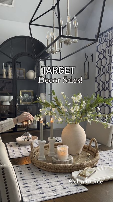 Target home decor sales! Spring tray styling! Back in stock, Textured, rustic vase priced right, marble candleholders, greenery stems, white floral stems, candle accessories, marble bowl, curtain panels, marble tray. Also shop fragrant candles, more candleholders, best selling tray. Black display cabinet. Light fixture Shop more vases and stems. Free shipping Home decor accessories. Treat yourself  Free shipping Target, Crate & Barrel, Ballard Designs, Anthropologie 

#LTKSaleAlert #LTKVideo #LTKHome
