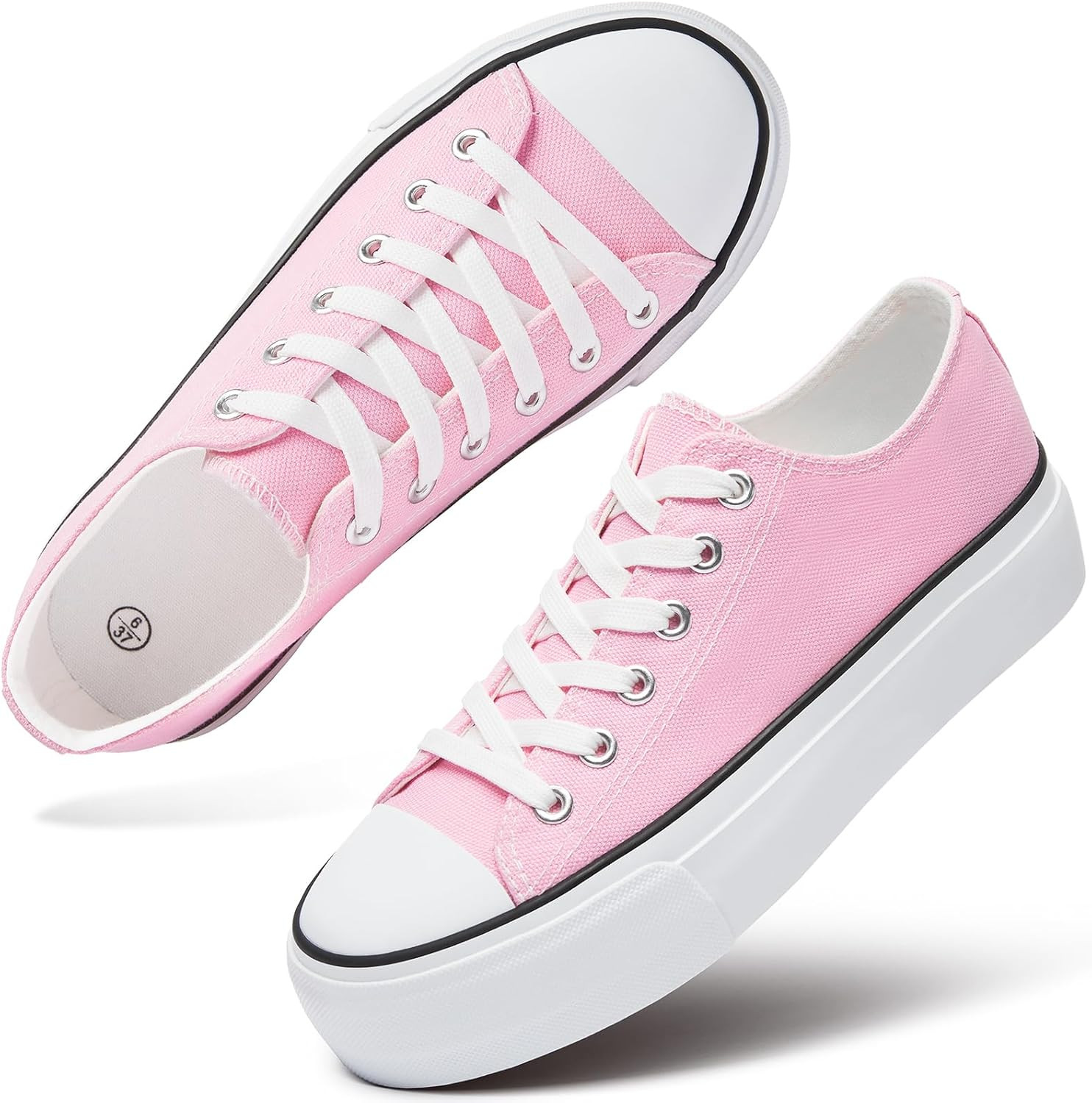 hash bubbie Womens Platform Shoes White Platform Sneakers Black Low Top Tennis Shoes Lace up Fash... | Amazon (US)