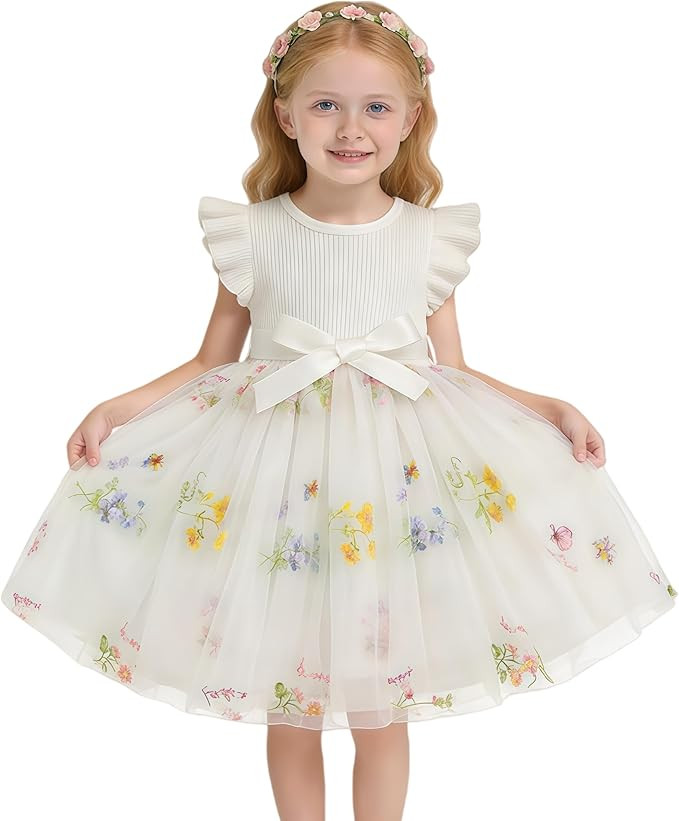 Toddler Girl Summer Dress Tulle Ruffle Sleeveless Baby Girl Fashion Casual Spring Dresses 1-5Y | Amazon (US)