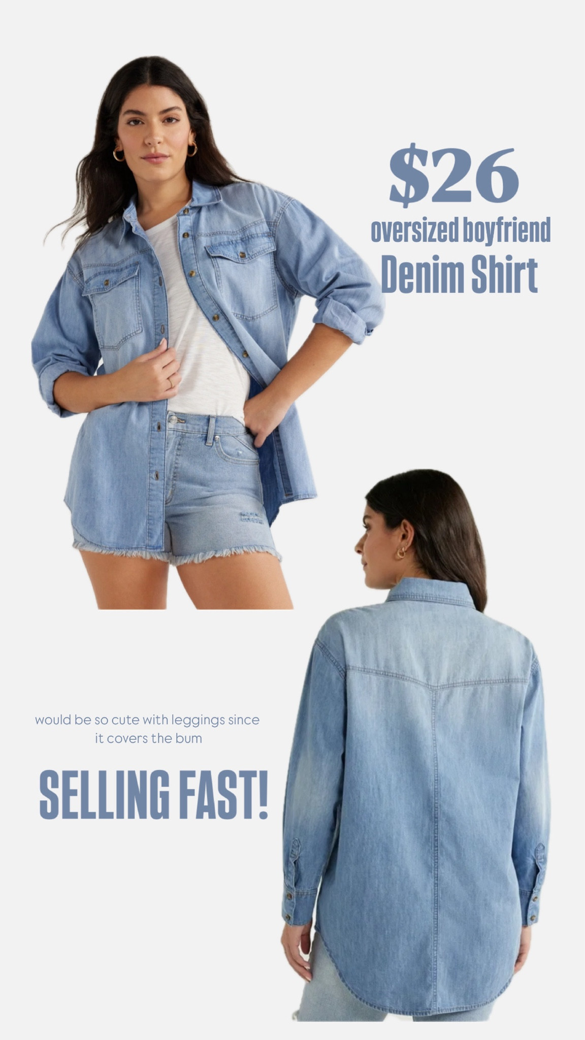 Grab this oversized $26 denim jacket / shirt before it’s sold out. Order your tts, or size down if you want it to be less boyfriend fit. 

#LTKFindsUnder50 #LTKStyleTip #LTKActive