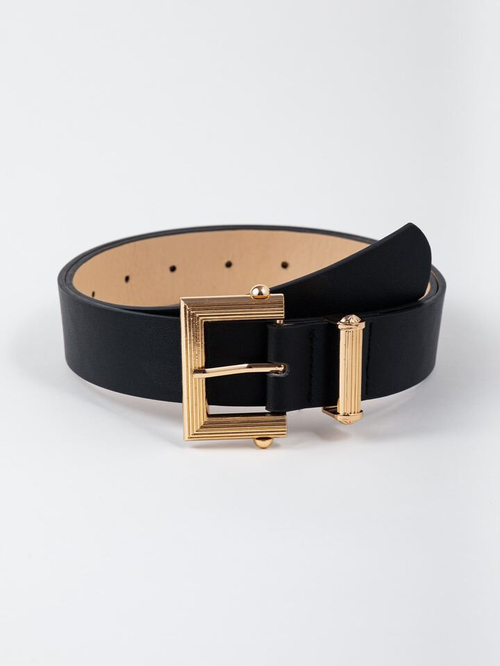Trends1pc Square Buckle Pu Leather Belt, Suitable For Daily Wear, Can Be Paired With Pants Or Dre... | SHEIN