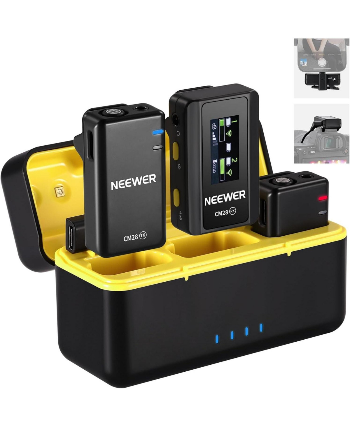 Neewer CM28 Wireless Lavalier Microphone System with Charging Case, 1 Click Noise Canceling, 4GB Storage for 9Hrs of 48KHz 16 Bit Uncompressed Audio L | Macy's