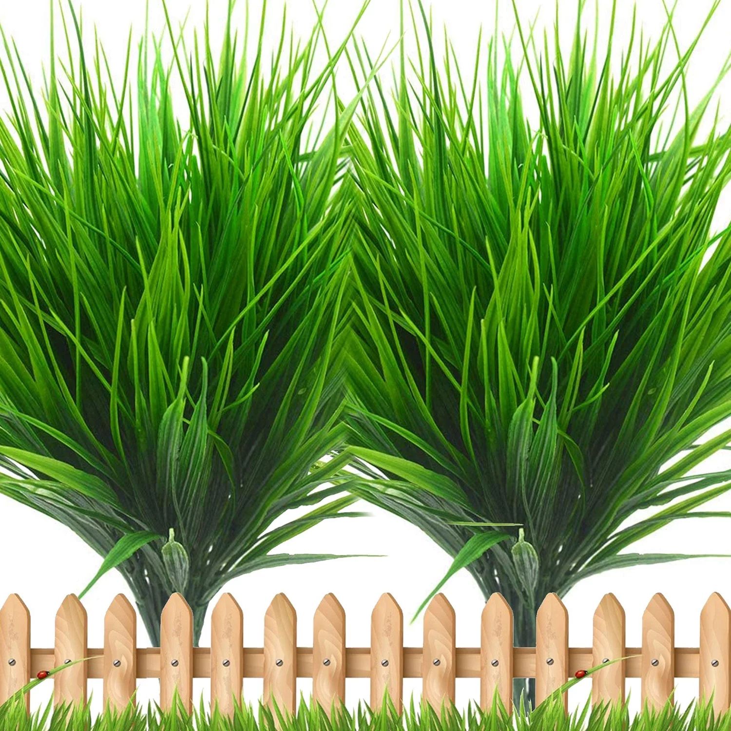 Coolmade 10 pieces Artificial Outdoor Plants Plastic Wheat Grass Greenery Shrubs UV Resistant Fak... | Walmart (US)