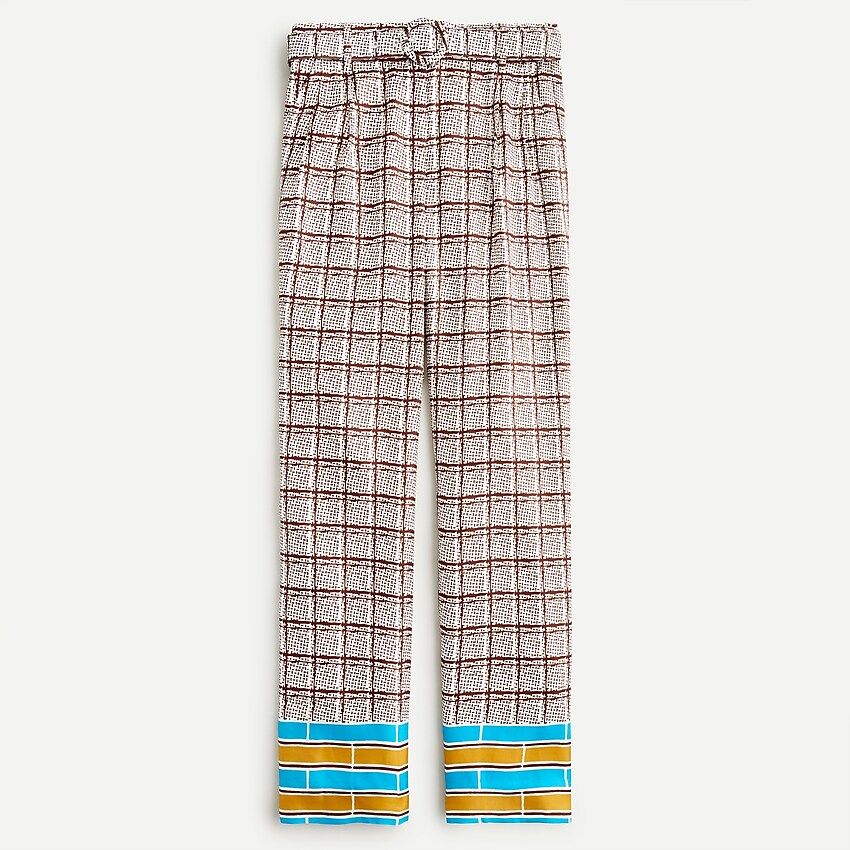 Collection high-rise silk-twill trouser in mini windowpane print | J.Crew US