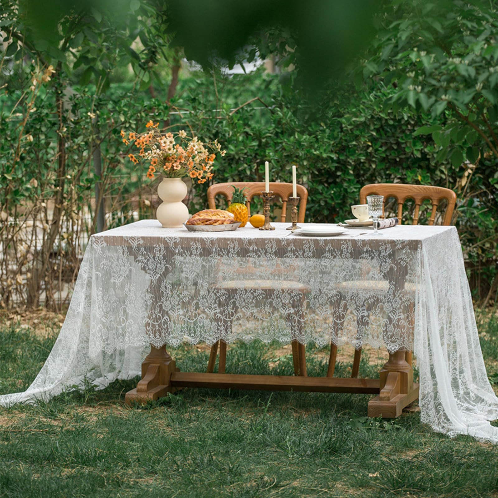 Jeloris White Lace Rectangle Tablecloth Vintage Embroidered Bridal Wedding Tablecloths for Dining... | Amazon (US)