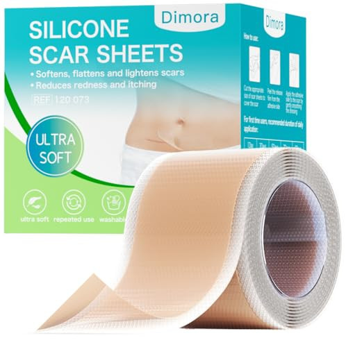 Dimora Medical Grade Silicone Scar Sheets -Ultra Soft Silicone Scar Tape (1.6”x60" Roll), Hypoallergenic Scar Removal Treatment for Surgical Scars, C Section, Tummy Tuck, Keloid Treatment | Amazon (US)