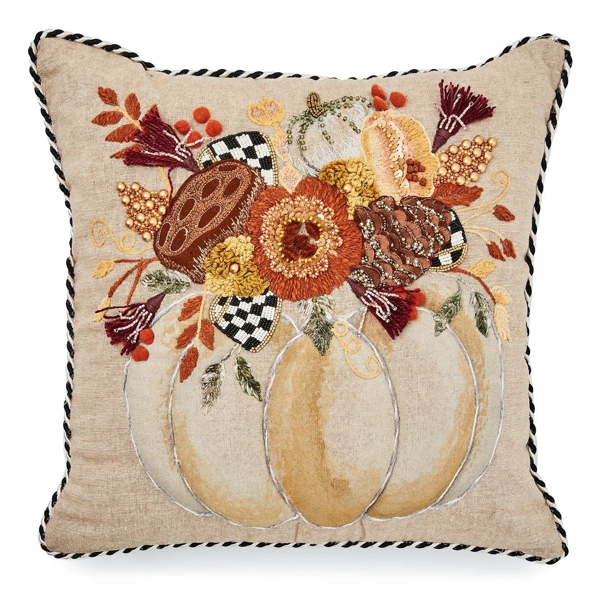 Autumn Frost Beaded Pumpkin Throw Pillow | Wayfair North America