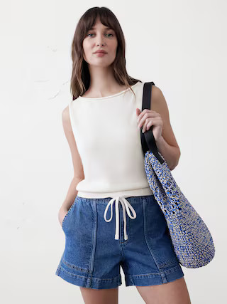 Cropped Boat-Neck Sweater Shell | Banana Republic Factory