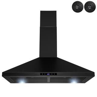 AKDY 30 in. Convertible Black Painted Stainless Steel Wall Mount Range Hood with LED Lights, Touc... | The Home Depot