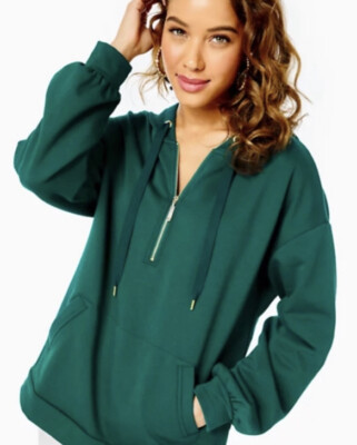 Lilly Pulitzer Suri Long Sleeve Solid Hoodie Sweatshirt Hosta Green Size Small S | eBay US