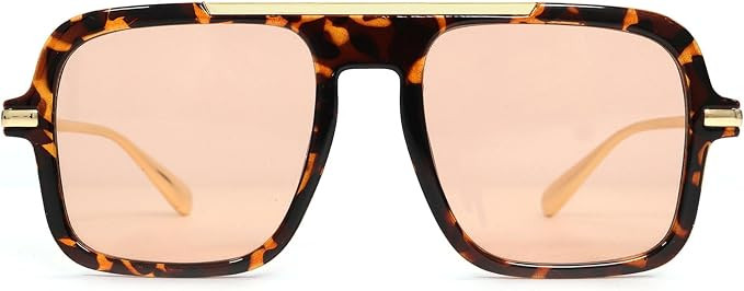 Retro Square Sunglasses for Womens Mens Vintage Oversized Pilot Sun Glasses 70s 80s 90s Shades | Amazon (US)