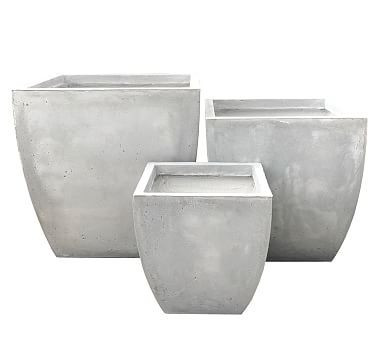 Xavier Lightweight Concrete Flared Square Planters | Pottery Barn (US)