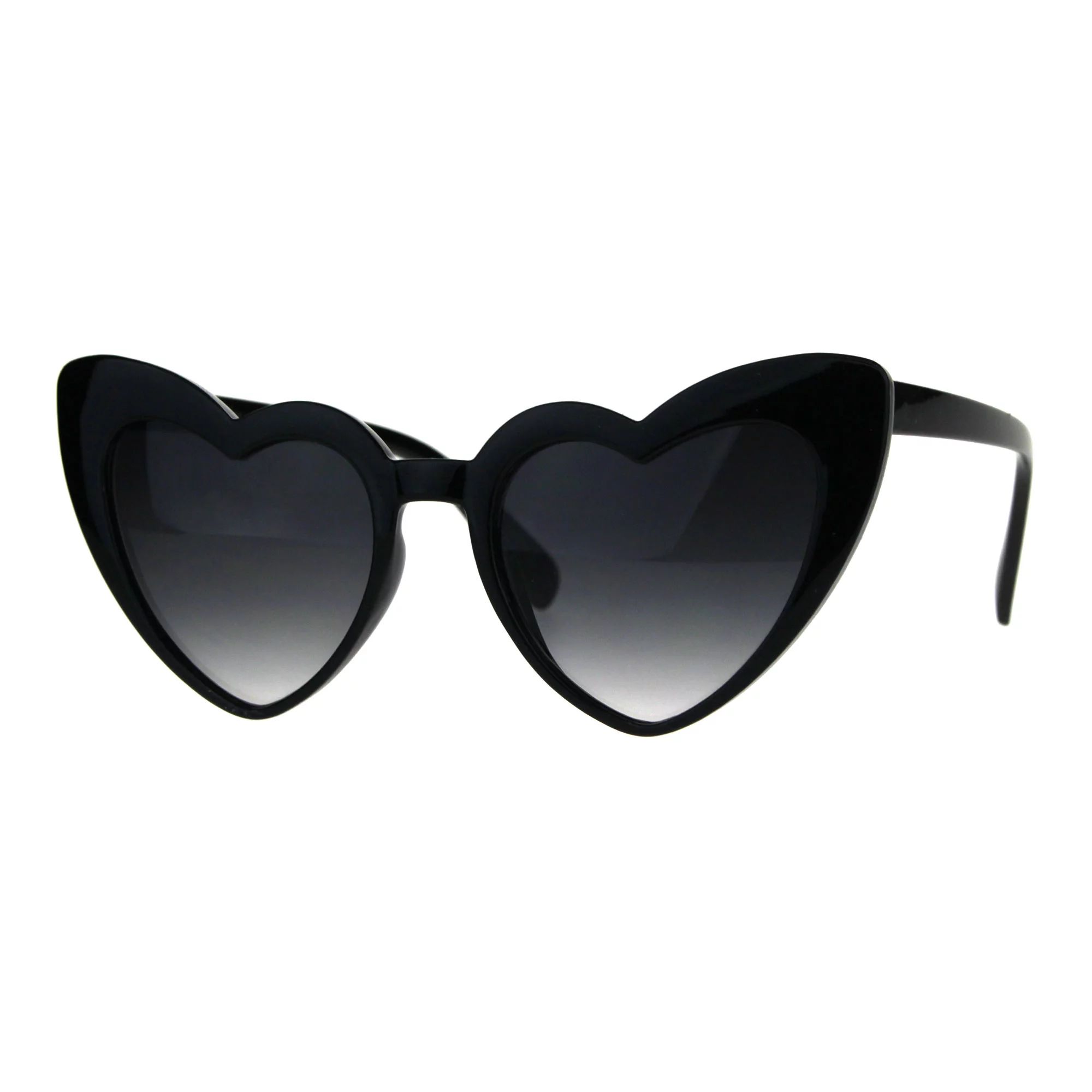 Oversize Heart Shape Cat Eye Retro Womens Plastic Sunglasses Black - Walmart.com | Walmart (US)