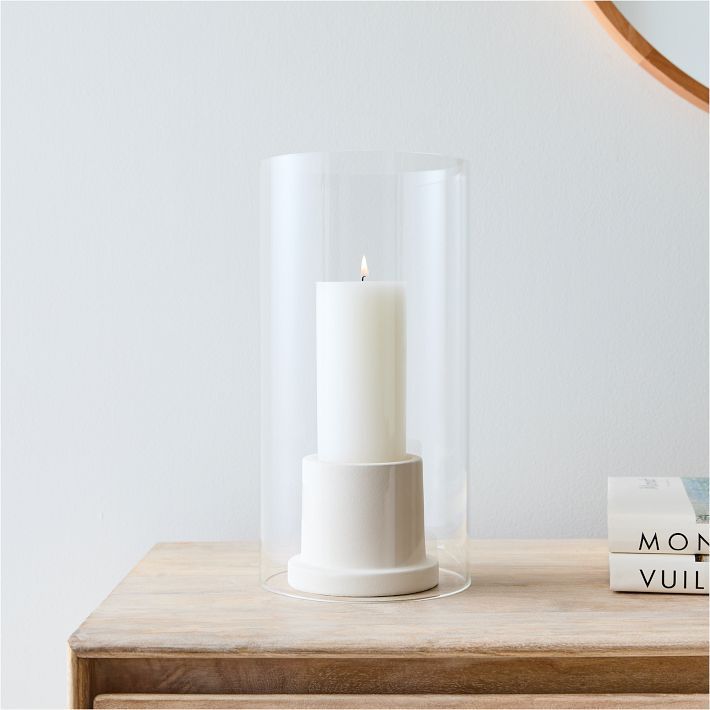 Foundations White Ceramic & Glass Candleholder | West Elm (US)