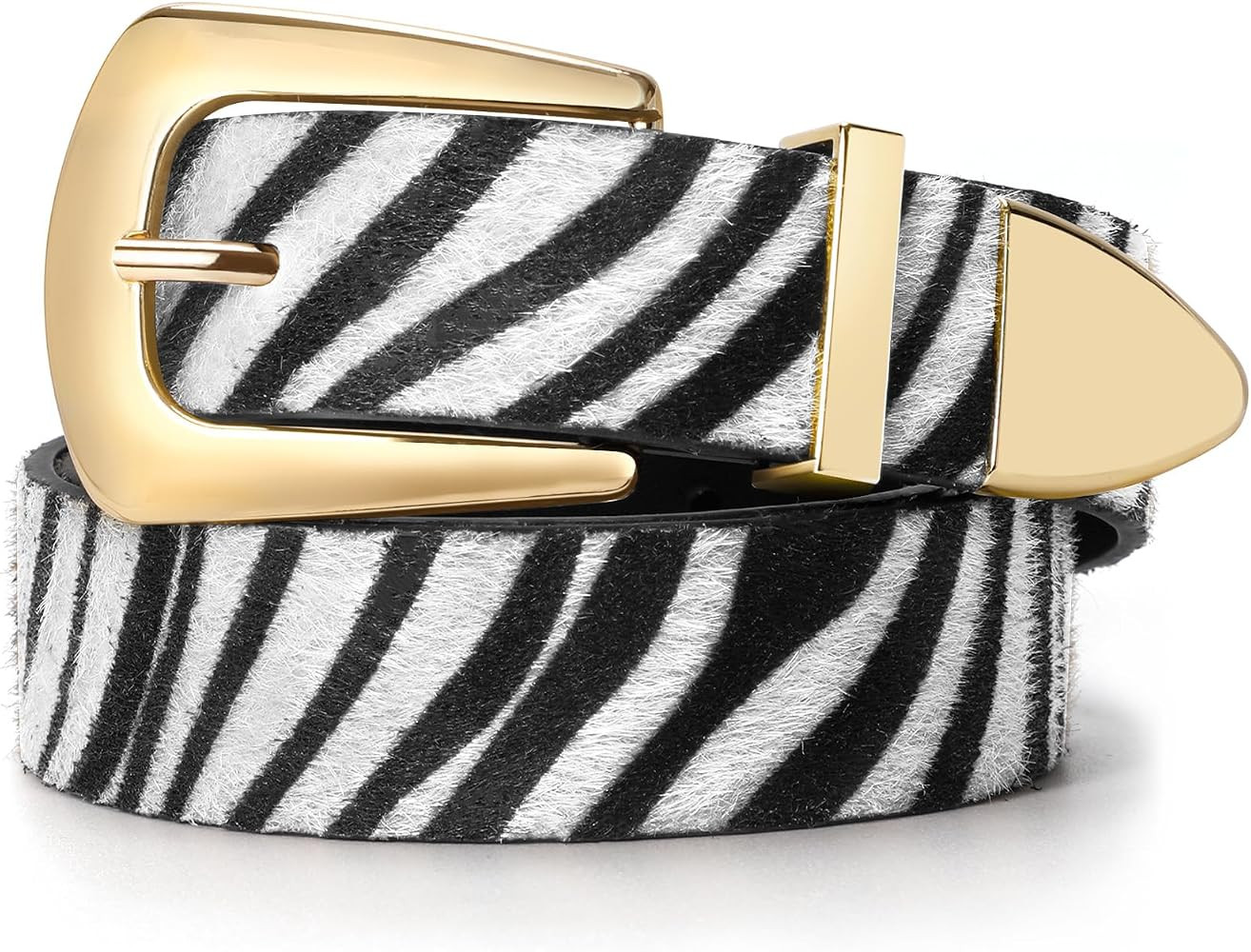 SUOSDEY Women's Leather Belts for Jeans Pants, Vintage Western Belt with Gold/Silver Buckle | Amazon (US)