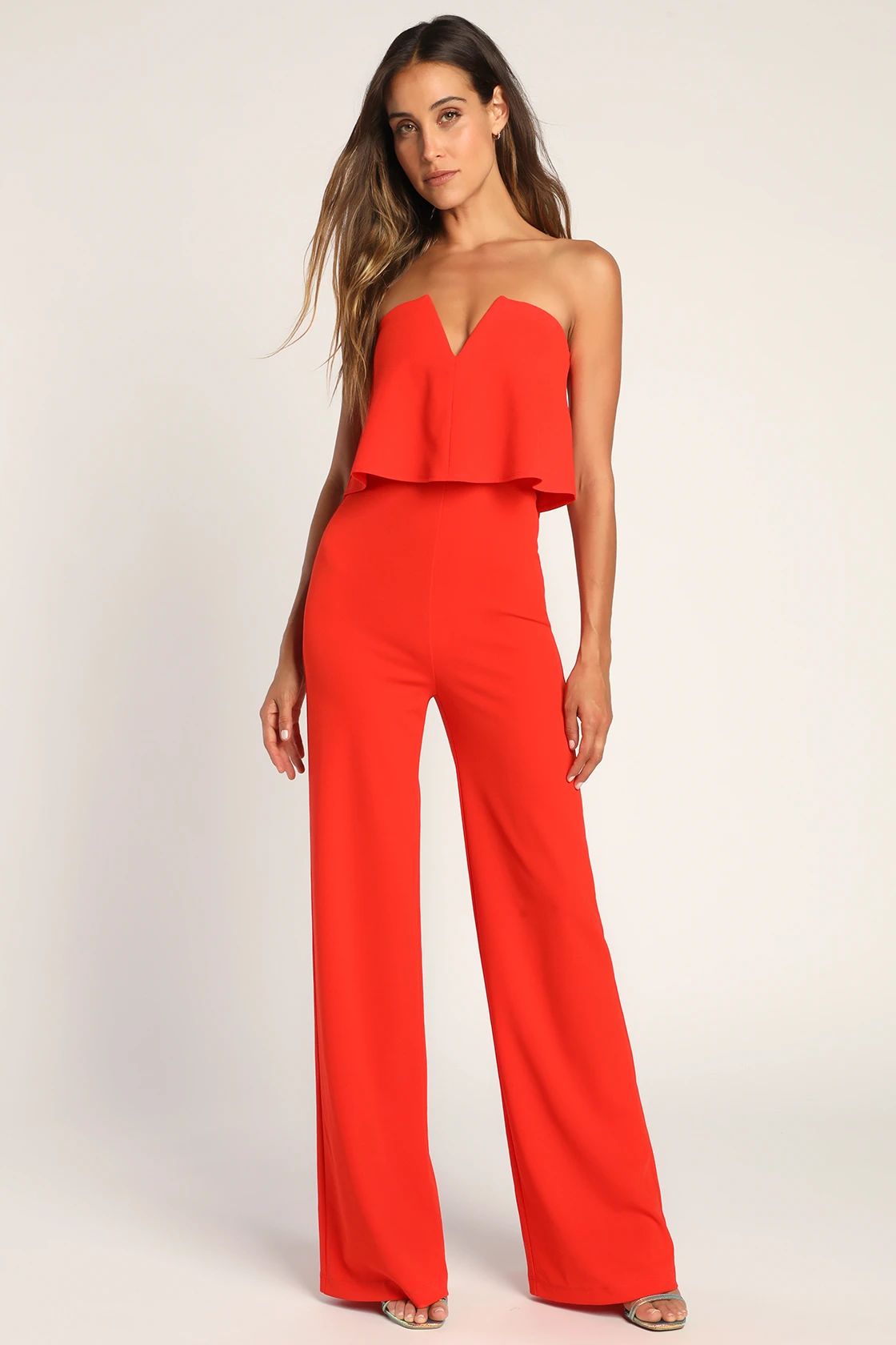 Power of Love Red Orange Strapless Jumpsuit | Lulus (US)