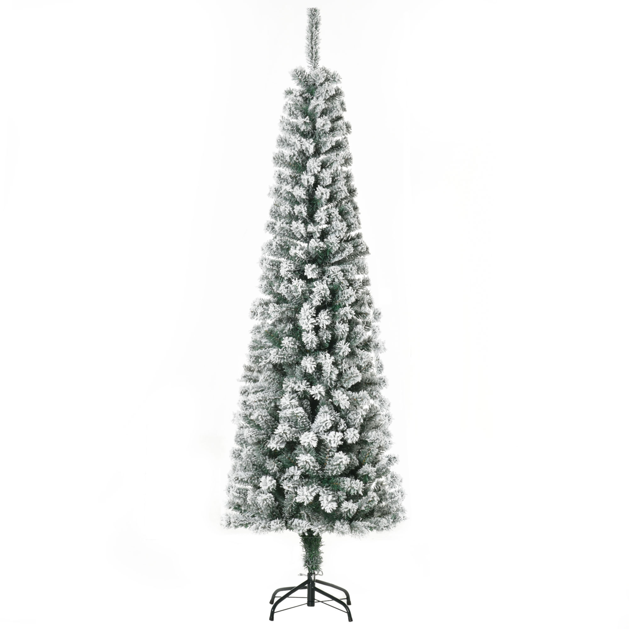 HOMCOM 6' Tall Unlit Snow-Flocked Slim Artificial Christmas Tree with Realistic Branches and 492 ... | Walmart (US)