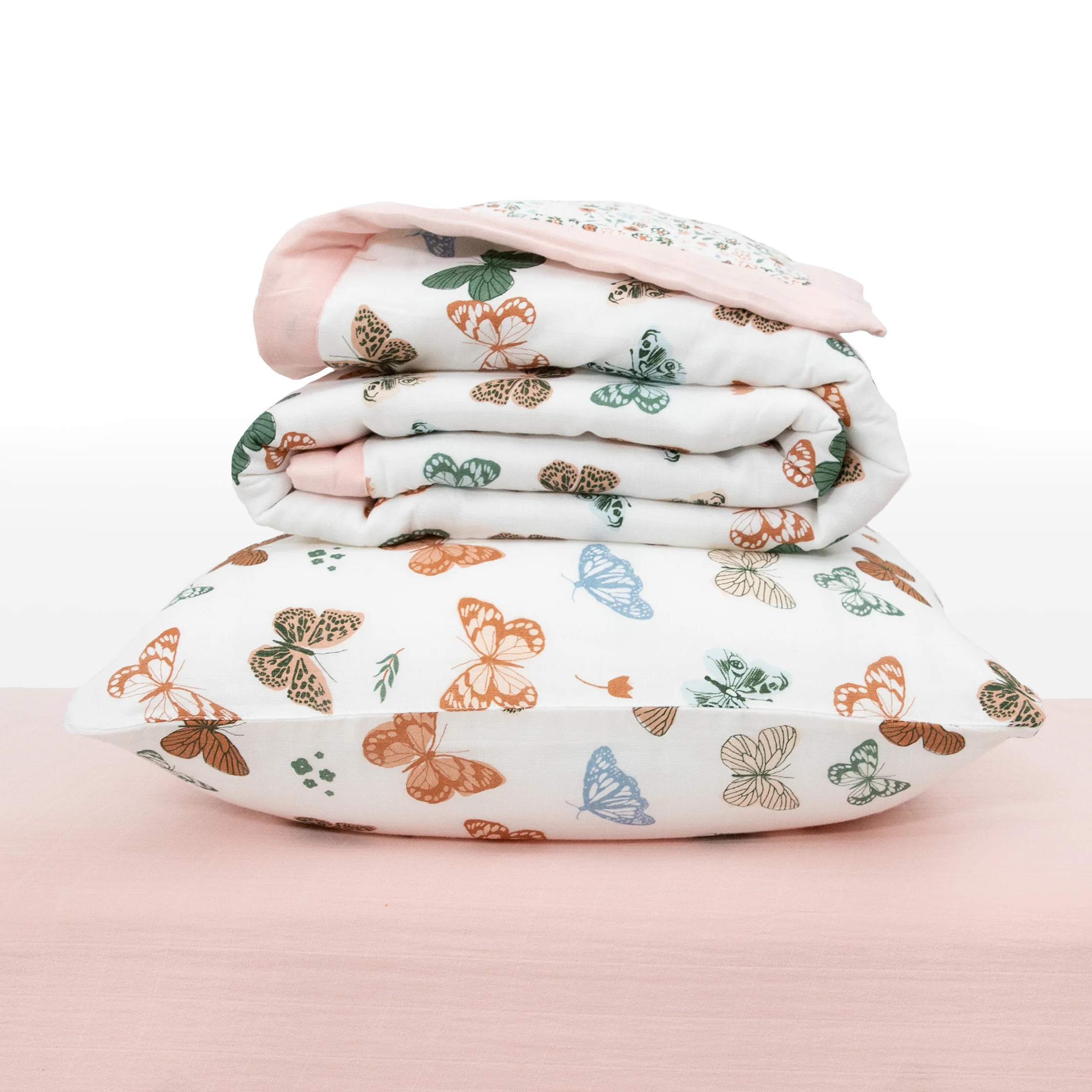 Cotton Muslin Toddler Bedding 3 Piece Set - Butterflies | Little Unicorn