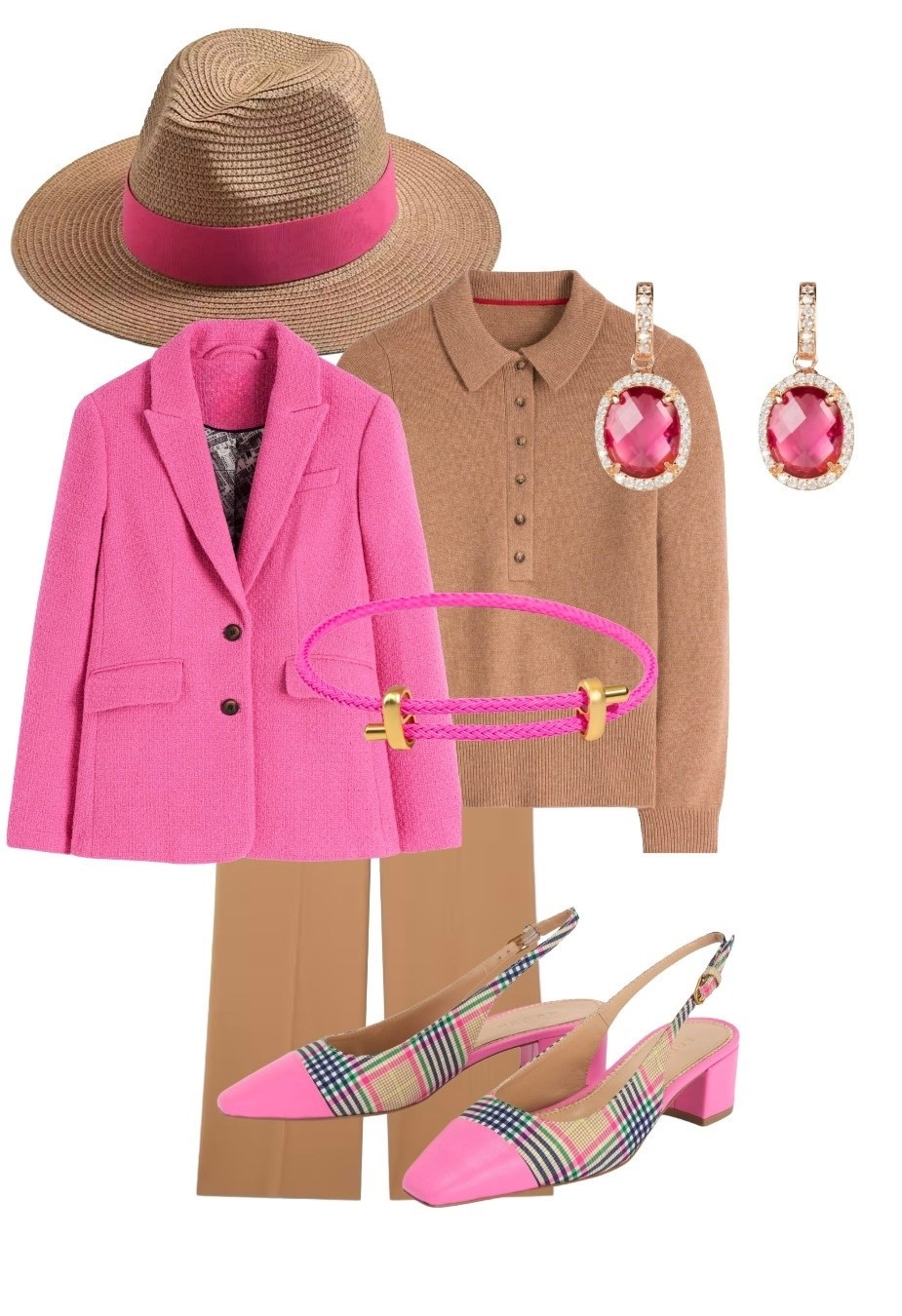 Pink Wednesday autumn style queen!  Camel and bright pink is one of my all time favourite colour combos & this NEW Pink Peony Textured Blazer at Boden is perfection! Partner with Boden’s AW25 Camel Cashmere Sweater & Alisa Block Heel Pink Toecap Slingback Shoes featuring a camel/pink check for a sophisticated September look…

Next, team with the sexy Julia Camel Trousers at LK Bennett available in Petite and Regular fit (use discount code REBECCALIPKINAUTHOR15 for 15% off all full price styles at LKB)…I love their new gold ankle boots too!

For finishing touches wear the Neon Pink Adjustable Bracelet by Ebru Jewelry (on sale!), Beatrice Oval Pink Gemstone Drop Earrings by Latelita and Pink Trim Wide Brim Straw Fedora Hat by Chanel Joan Elkayam all 3 available from Wolf & Badger! 

For more styling ideas check out the other products 💗🛍️💕

#pink #autumnoutift #autumnstyling #blazerlook #colorpop #pinkoufit #ltkeurope

#LTKuk #LTKautumn #LTKstyletip