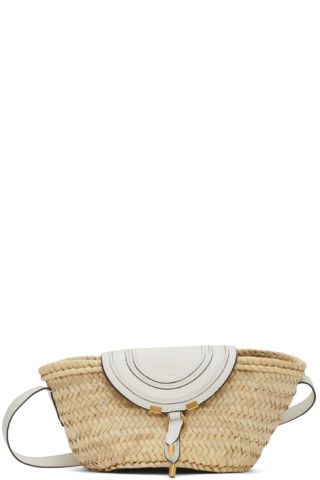 Beige & White Mini Marcie Basket Bag | SSENSE