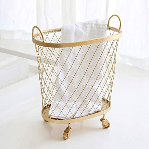 Fong Rolling Laundry Hamper - Wrought Iron Toy Storage Box Kitchen Storage Basket (Color : Gold) | Amazon (US)
