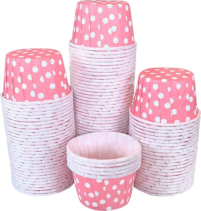Pink Bulk MINI Candy Nut Paper Cups - Valentine Mini Baking Liners - Pink White Polka Dot - 100 P... | Amazon (US)