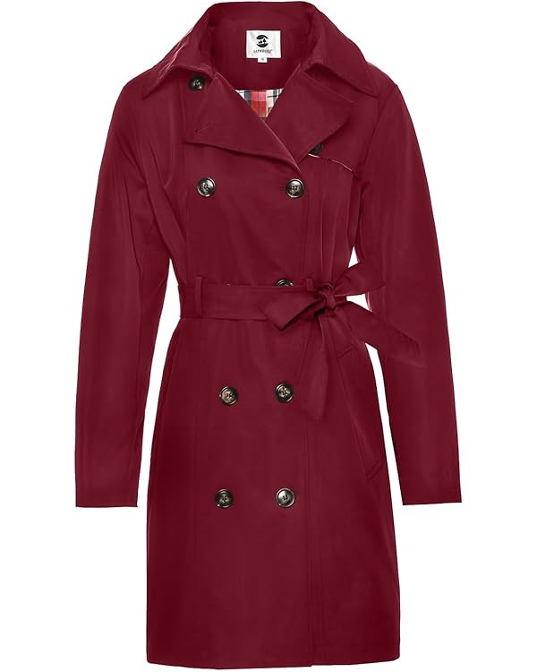 SaphiRose Women's Water-Resistant Trench Coat Double-Breasted Long Peacoat with Removable Hood | Amazon (US)