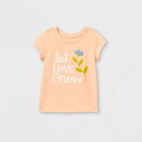 Toddler Girls' 'Let Love Grow' Short Sleeve T-Shirt - Cat & Jack™ Peach | Target