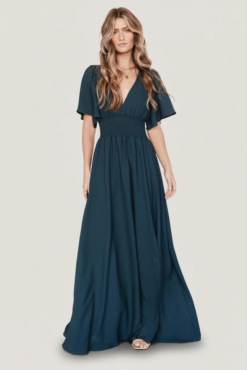 Verona Smocked Maxi Dress — Topaz Chiffon Maxi | Baltic Born | Baltic Born