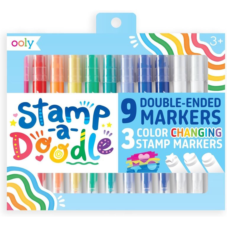 Ooly Double-Sided Stamping Markers Chisel & Point Tips & 3 Color Changing Stamps | Walmart (US)