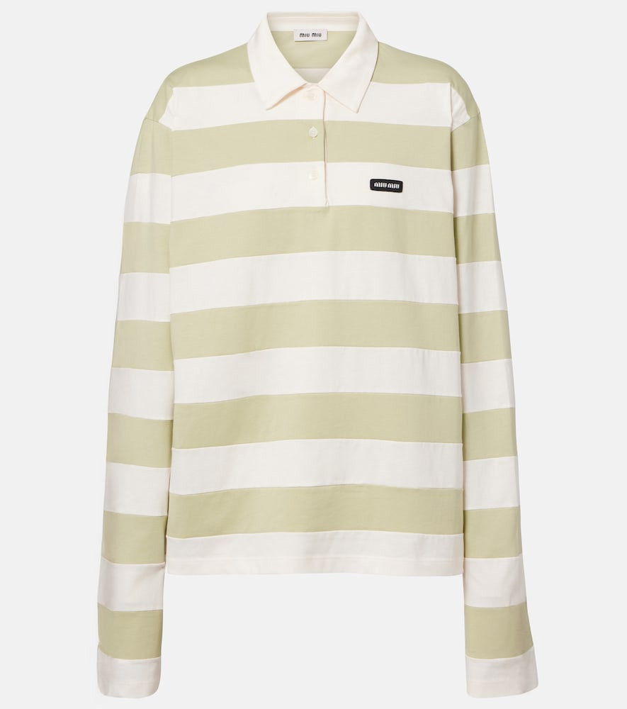 Miu Miu Striped cotton jersey polo shirt | Mytheresa (US/CA)