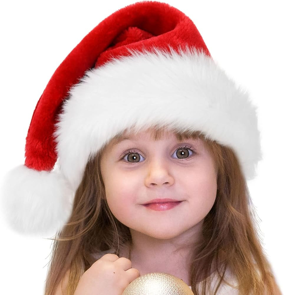 Iioscre Santa Hat Christmas Hats for Adults Kids Baby, Xmas Holiday Hat, Classic Santa Claus Hat ... | Amazon (US)