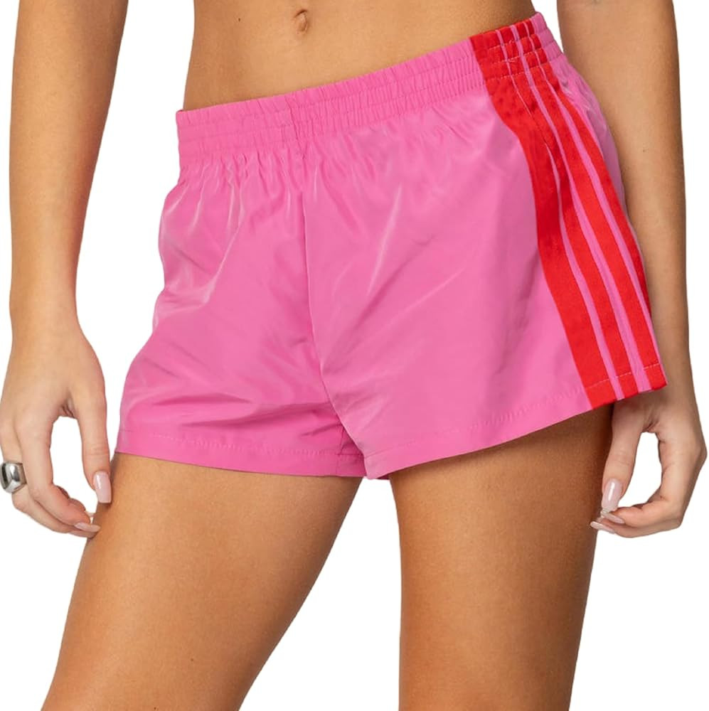 Adoeren Women Y2k Side Striped Shorts Elastic Waist Wide Leg Sweat Shorts Casual Sports Active Go... | Amazon (US)