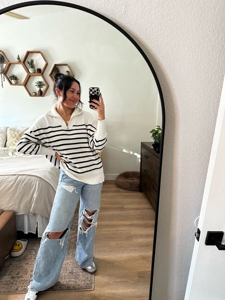 Sweater : medium , Jeans : 27L , Shoes : 10 women’s 

Daily outfit , easy outfit idea , everyday outfit , striped sweater outfit , baggy jeans outfit , sambas outfit , dh gate shoes , dh gate sambas , Amazon outfit , errands outfit 

#LTKfindsunder50 #LTKU #LTKSeasonal