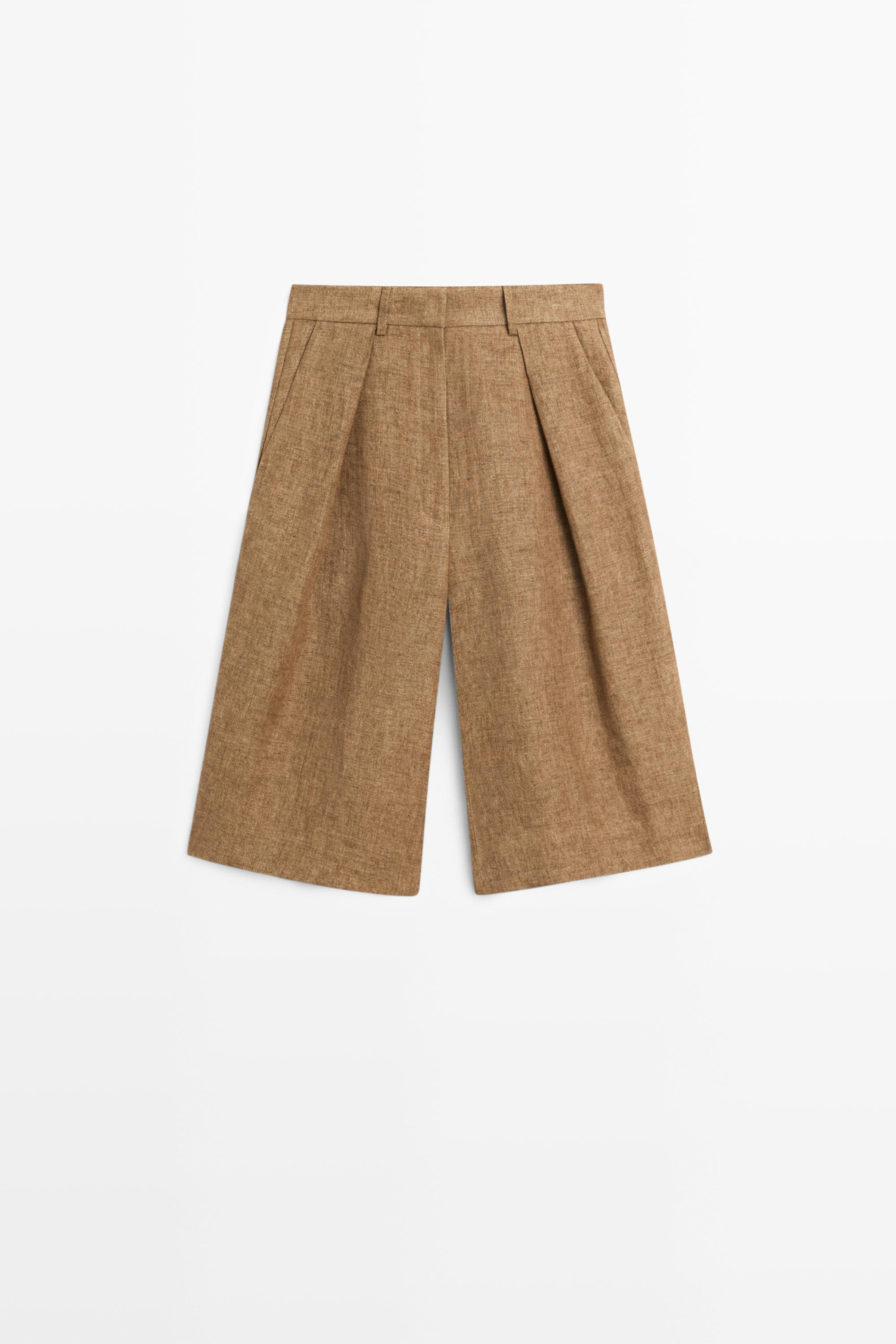 Melange linen suit Bermuda shorts | Massimo Dutti UK