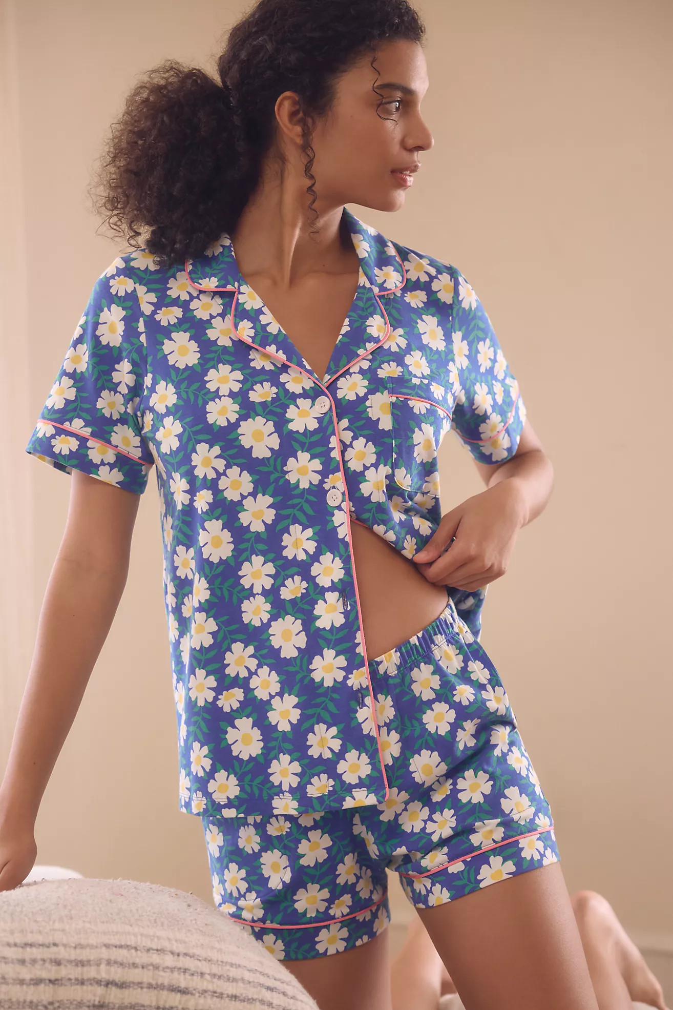 BedHead PJs Lazy Dazy Short-Sleeve Shorty Pajama Set | Anthropologie (US)