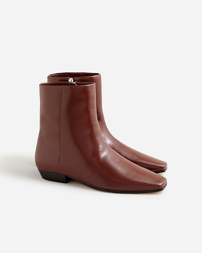 Square-toe ankle boots in spazzolato leather | J.Crew US