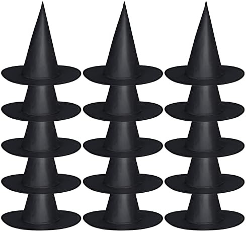 jiebor 12PCS Halloween Witch Hat Halloween Costume Witch Hat for Holiday Party Black | Amazon (US)