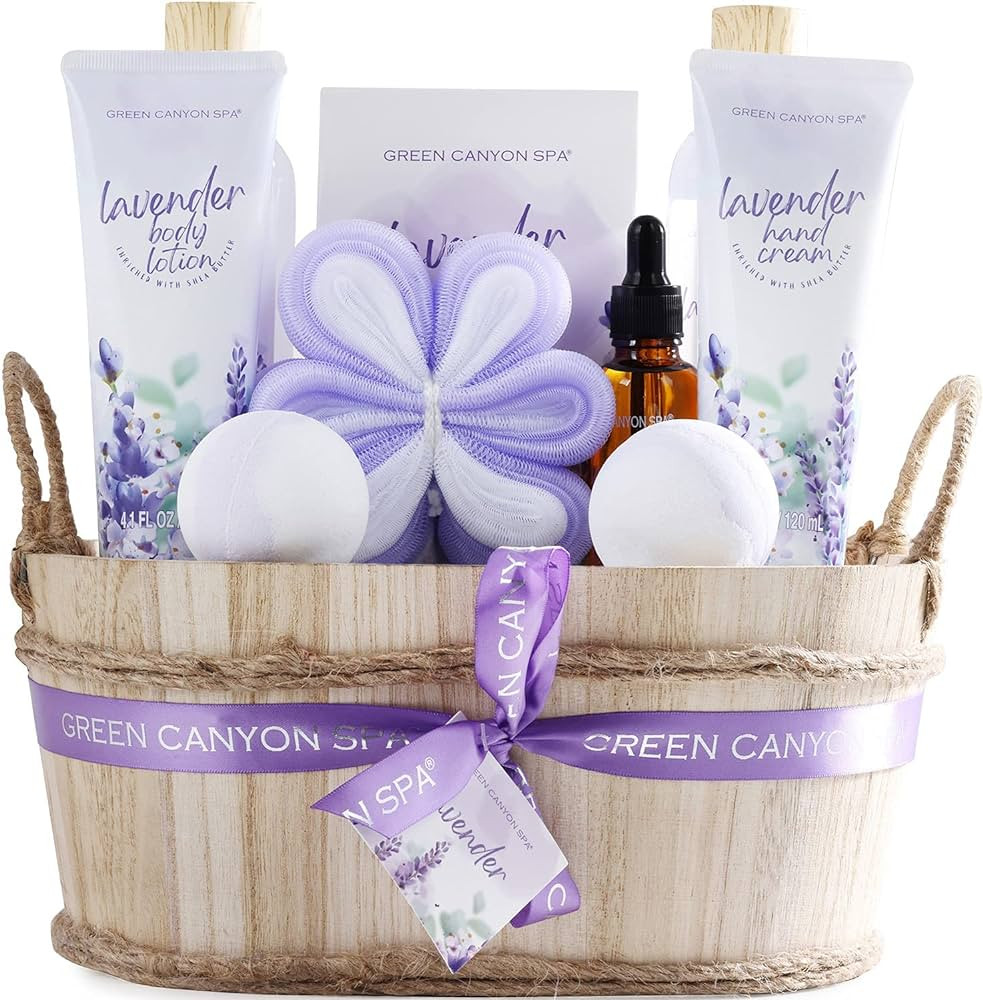 Spa Gift Baskets for Women 11pcs Lavender Bath Gift Set with Body Lotion, Essential Oil, Relaxing... | Amazon (US)