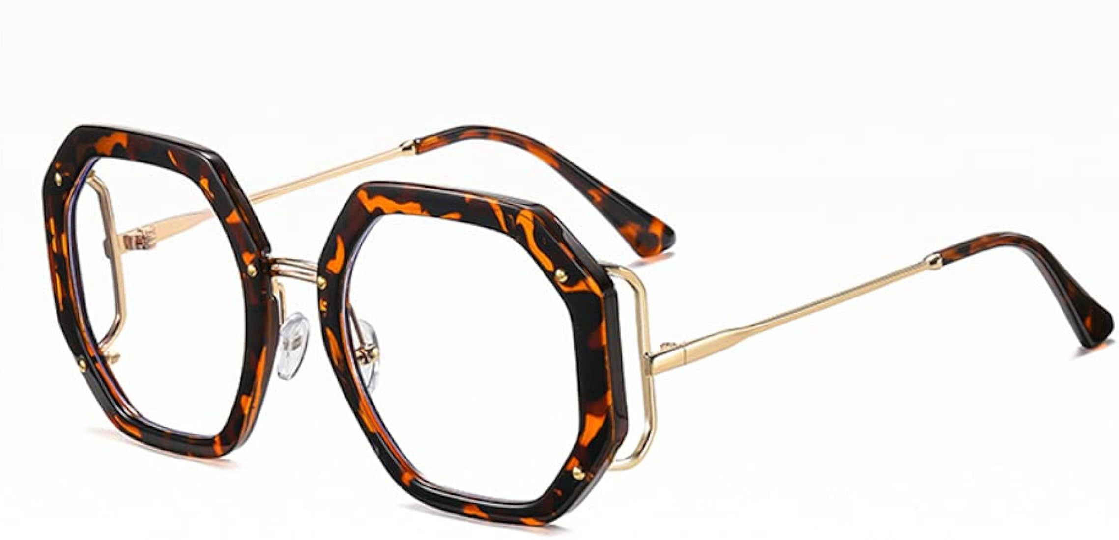 Xpectrum Vintage Oversized Fashion Glasses for Women 8-angled Octagon Non-optical Eyewear Frame | Amazon (US)