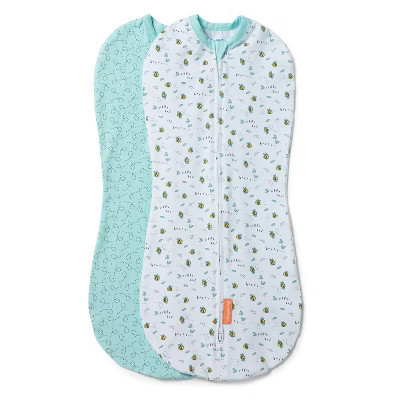 SwaddleMe by Ingenuity Zipper Baby Swaddle - 2pk - Little Bees | Target