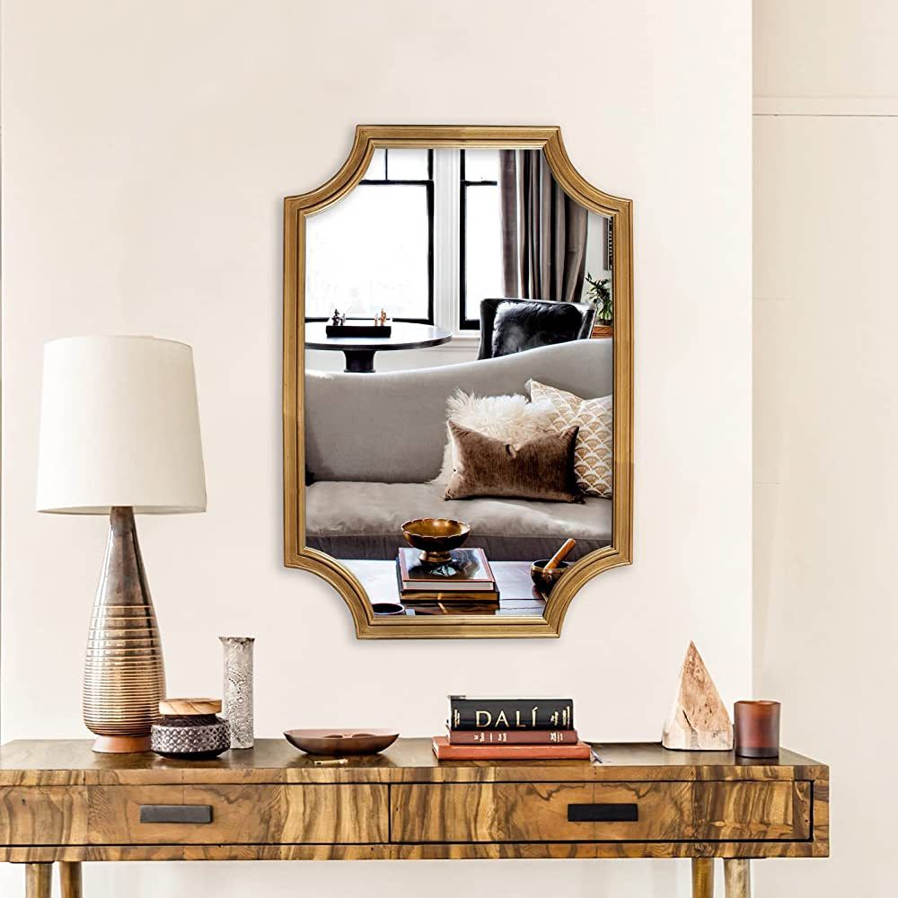 WallBeyond 20" x 30" Full Scalloped Corners Arch Rectangle Wall Mirror with Wood Frame for Entryw... | Amazon (US)