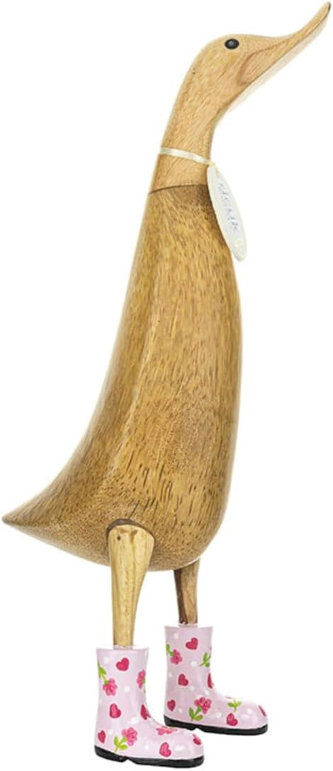 DCUK Large Wooden Ducklet with Floral Boots - Pink | Amazon (US)